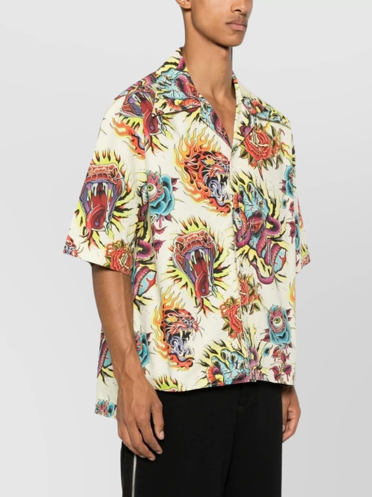 Lựu Dạn Oversized Shirt Featuring Tattoo Print In Multi