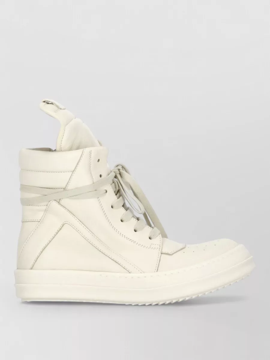 Rick Owens High Top Sneakers Round Toe Rubber Sole