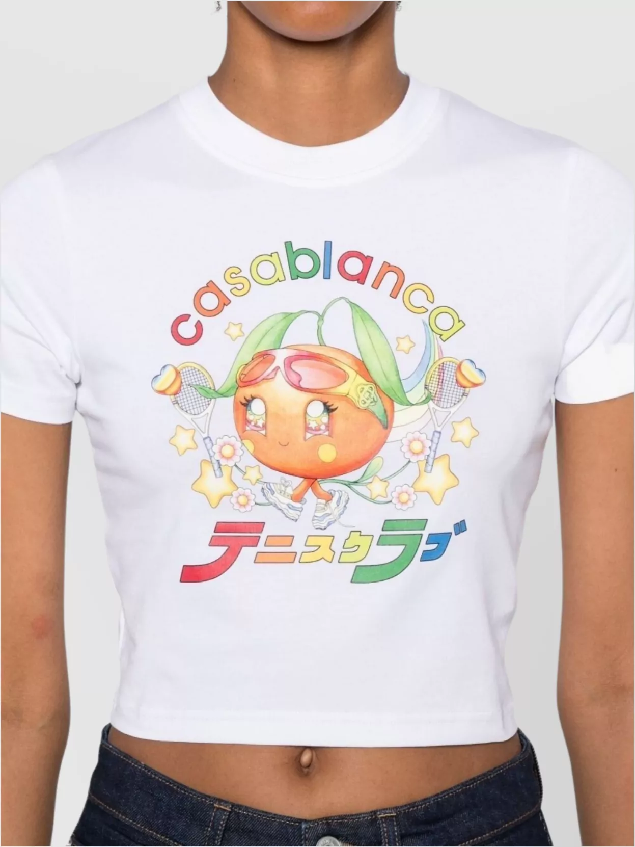Casablanca Graphic Cropped T-Shirt Featuring Mascot Design