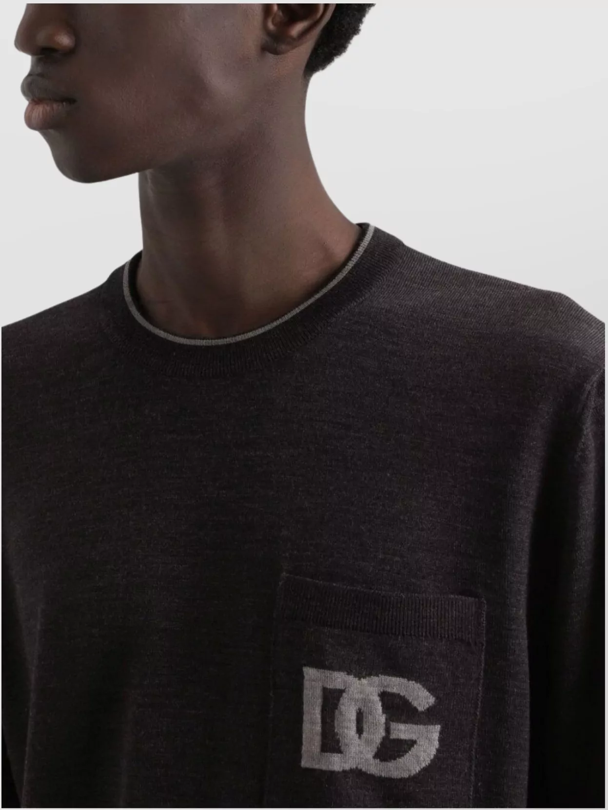 Dolce & Gabbana Crew Neck Sweater With Long Sleeves And Pocket In Black