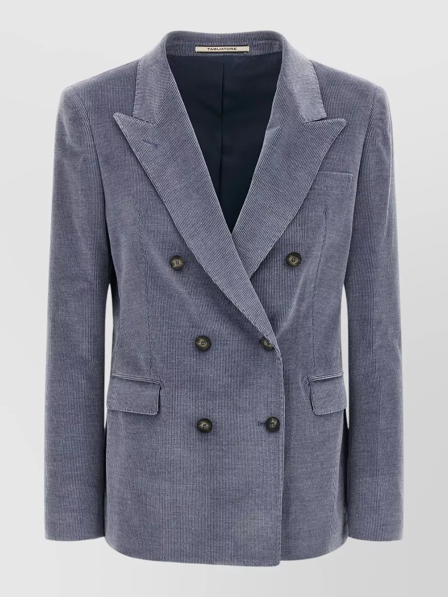 Tagliatore cashmere corduroy double-breasted blazer