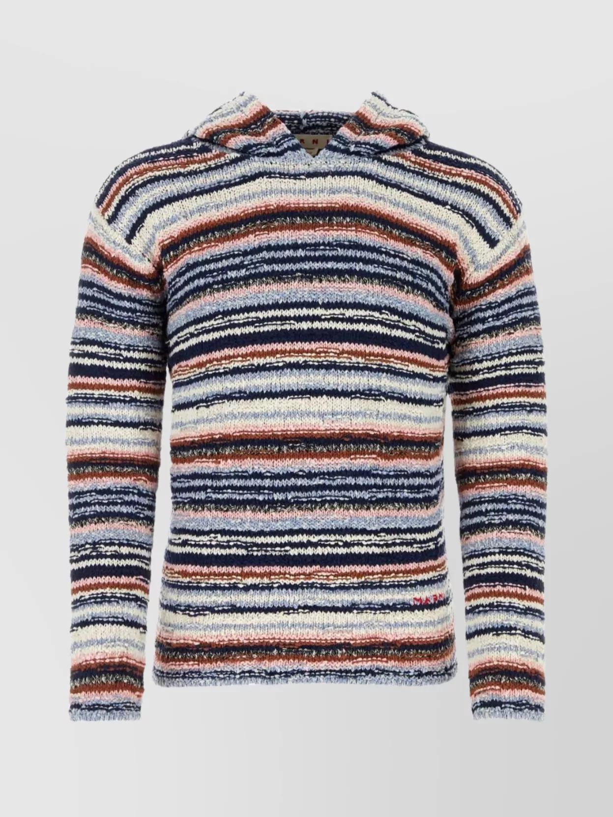 Shop Marni Hooded Striped Cotton Sweater