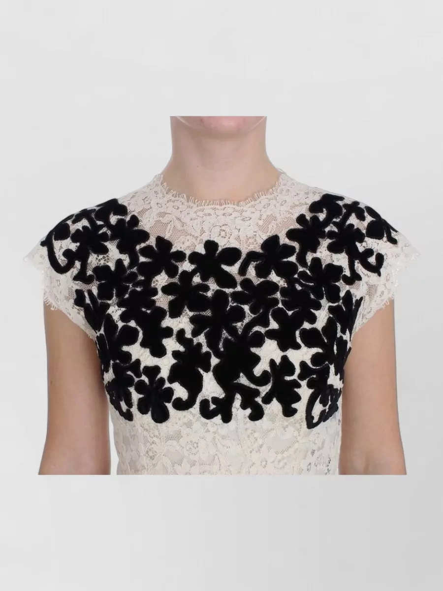 Dolce&Gabbana silk floral lace appliqué maxi dress