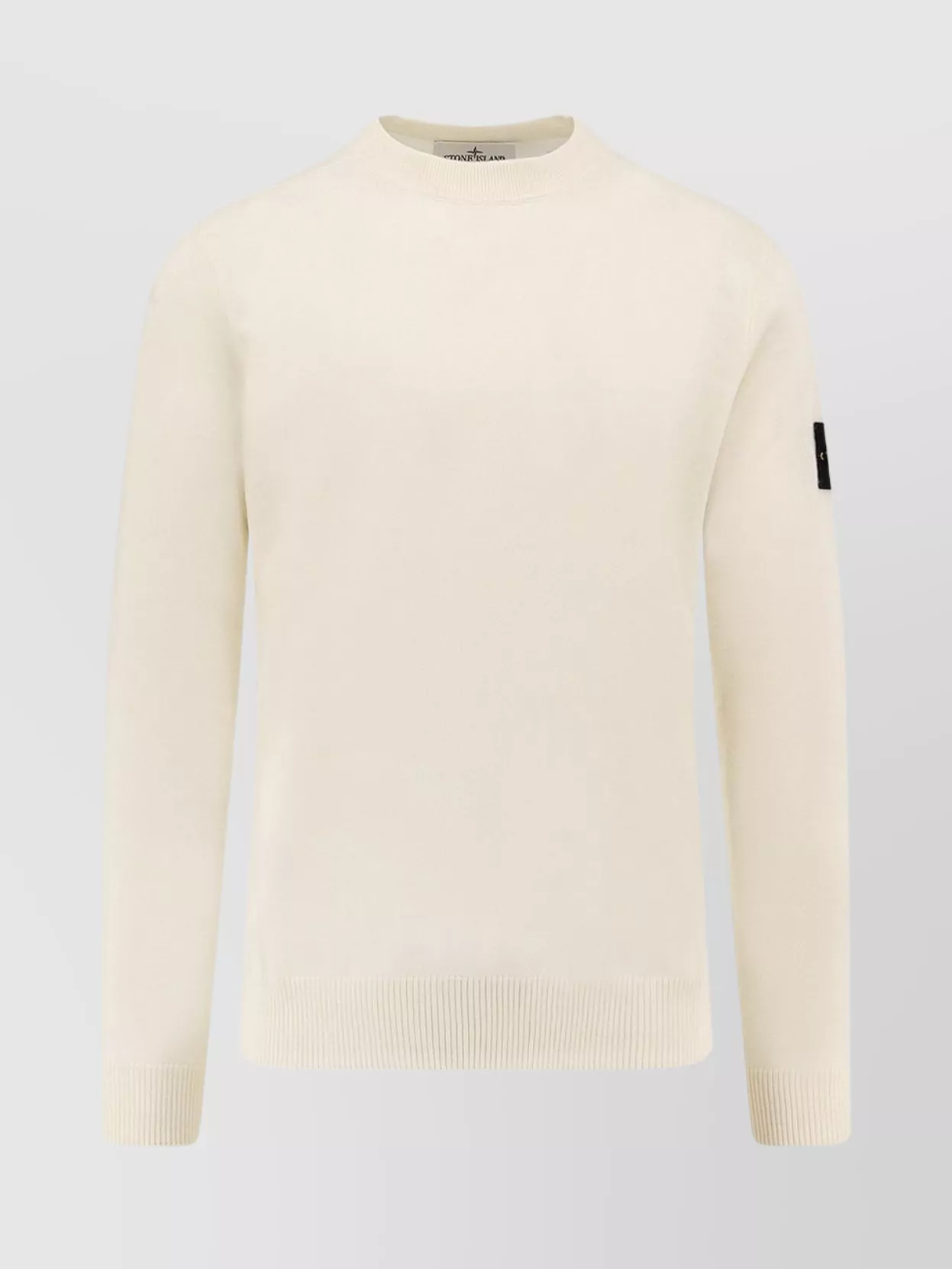 Stone Island Ribbed Crew-neck Cotton Sweater With Long Sleeves In Neutral