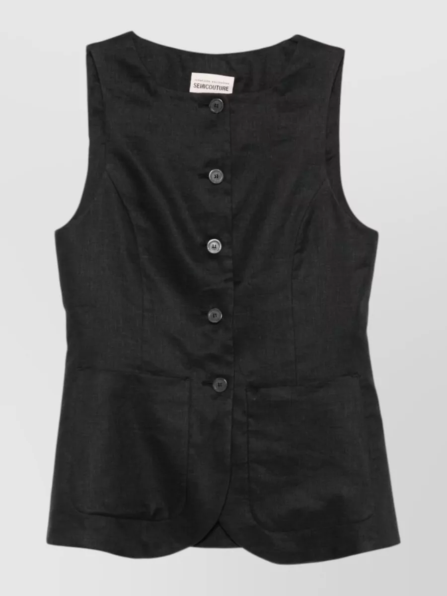 Semicouture Linen sleeveless vest