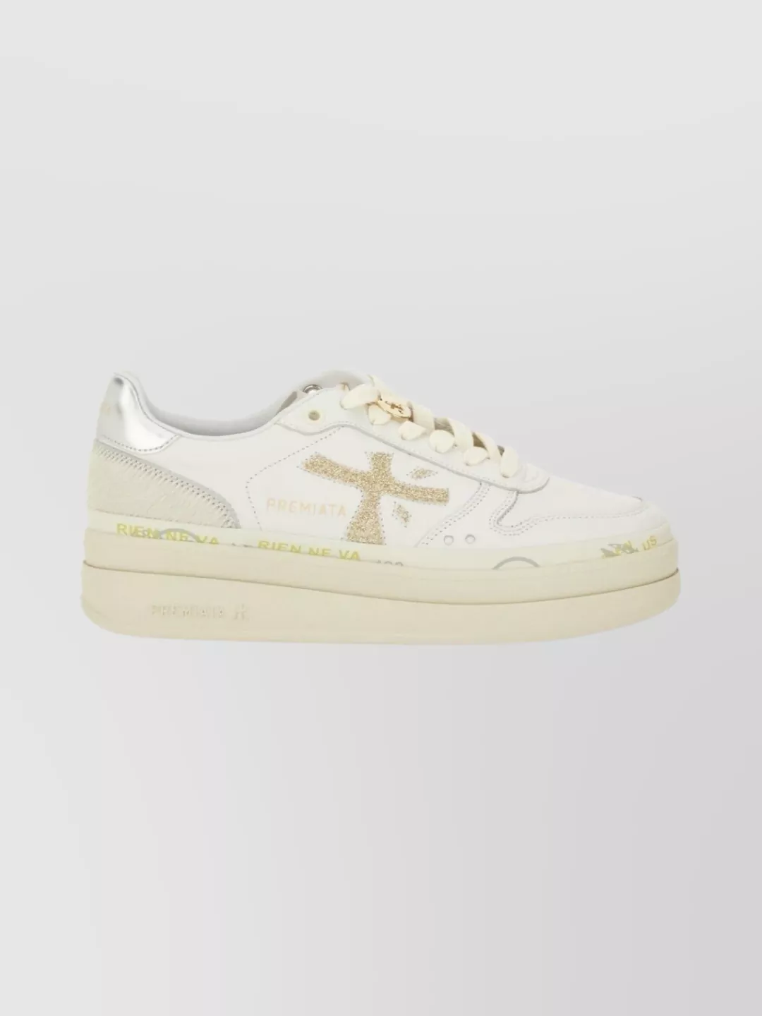 Premiata Sneakers With Metallic Accents And Perforated Design