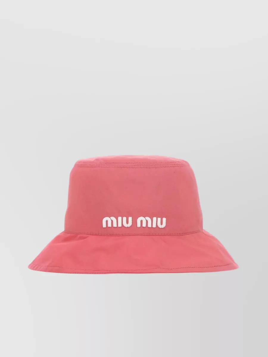 Shop Miu Miu Brimmed Polyester Blend Hat In Pink