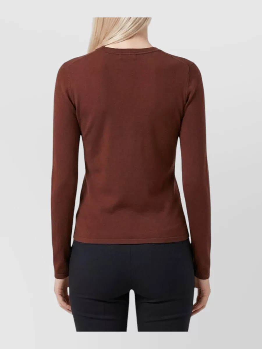 Saint Laurent Ribbed Sheer Fitted Long-Sleeve Top