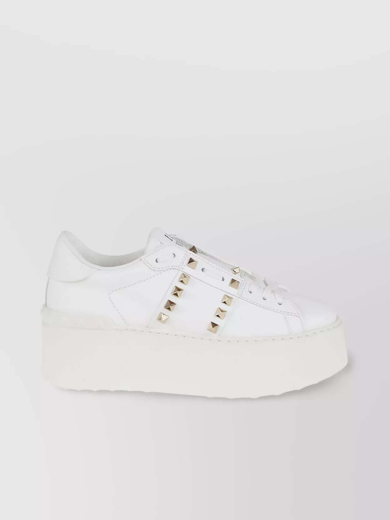 Shop Valentino Studded Calfskin Platform Sneakers