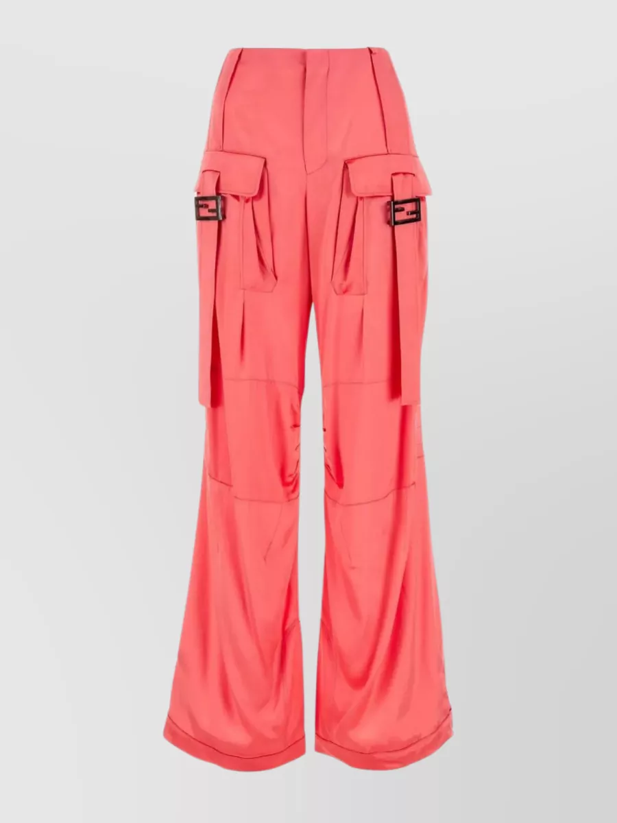 Shop Fendi Cargo Pant With Adjustable Cuffs And Multiple Pockets In Red