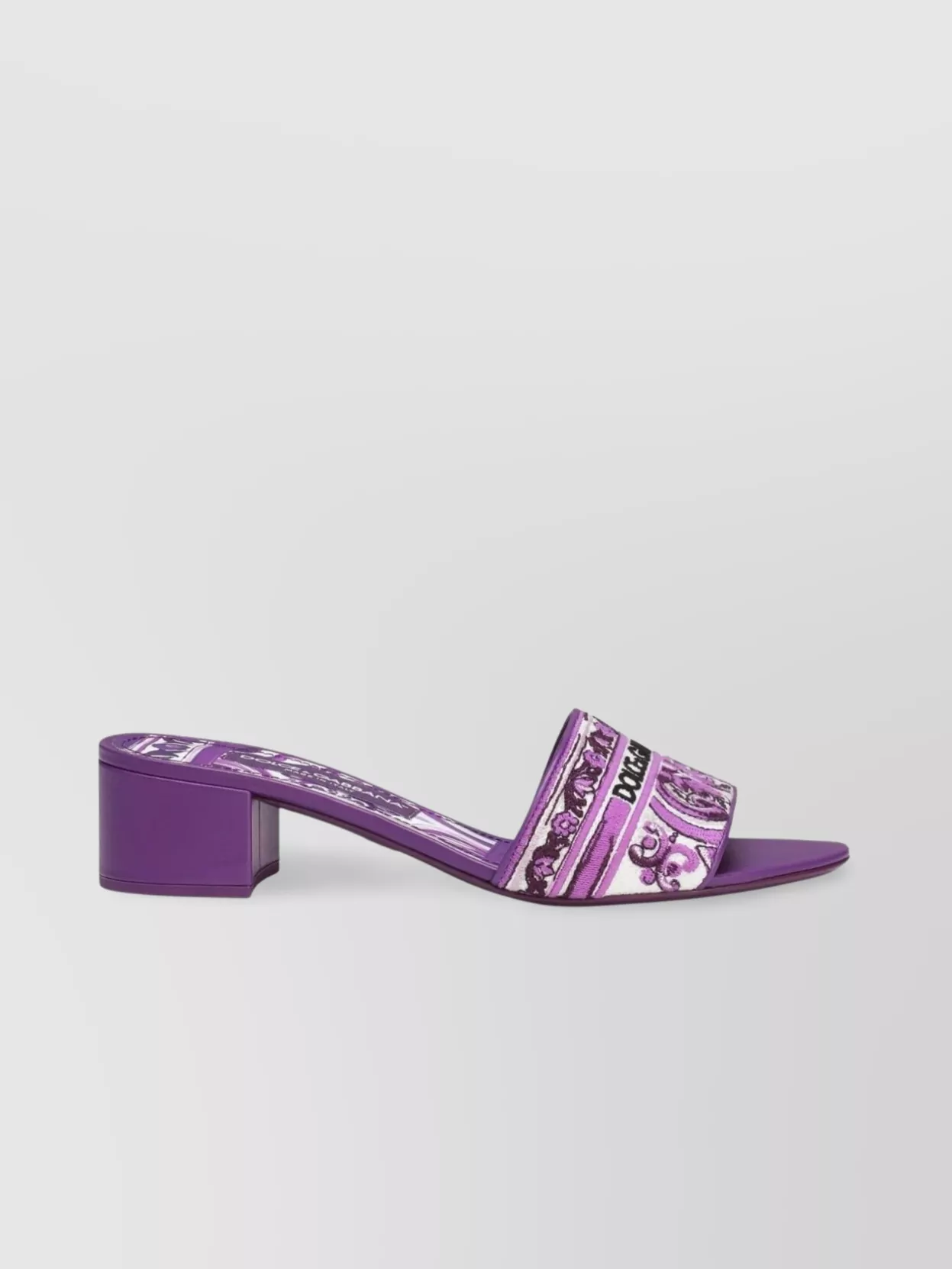 Dolce & Gabbana Embroidered Strap Slide Sandals With Low Block Heel