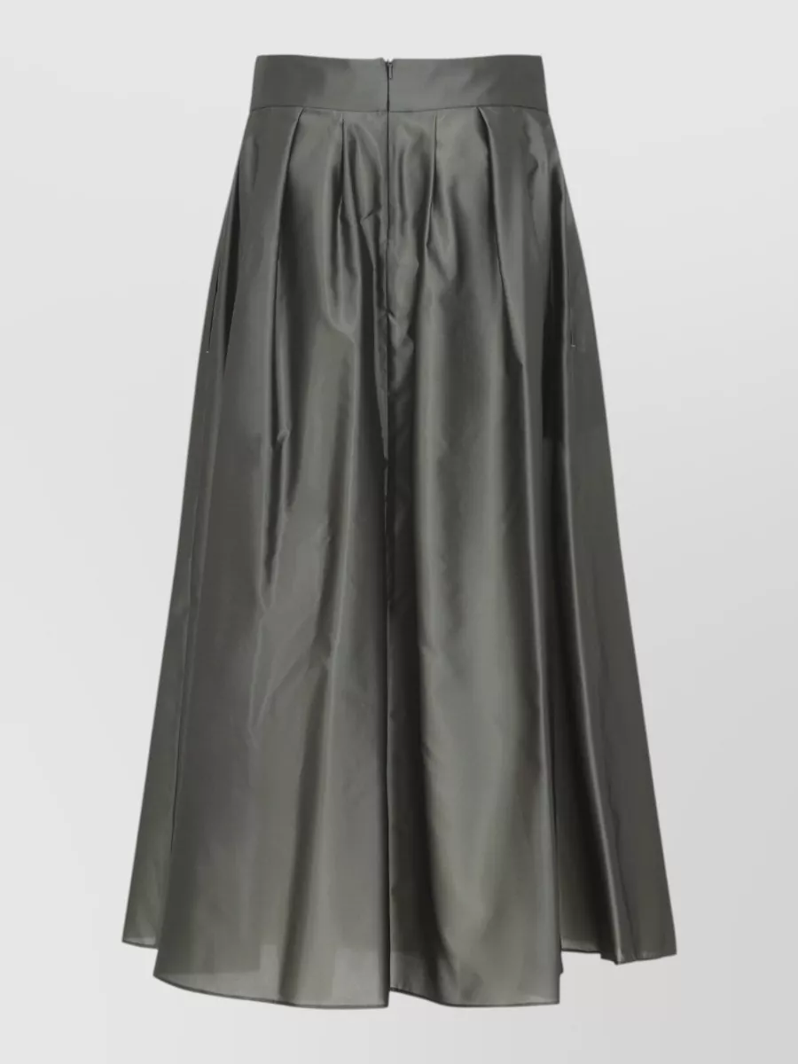 S Max Mara Silk-Blend Pleated Ankle-Length Skirt