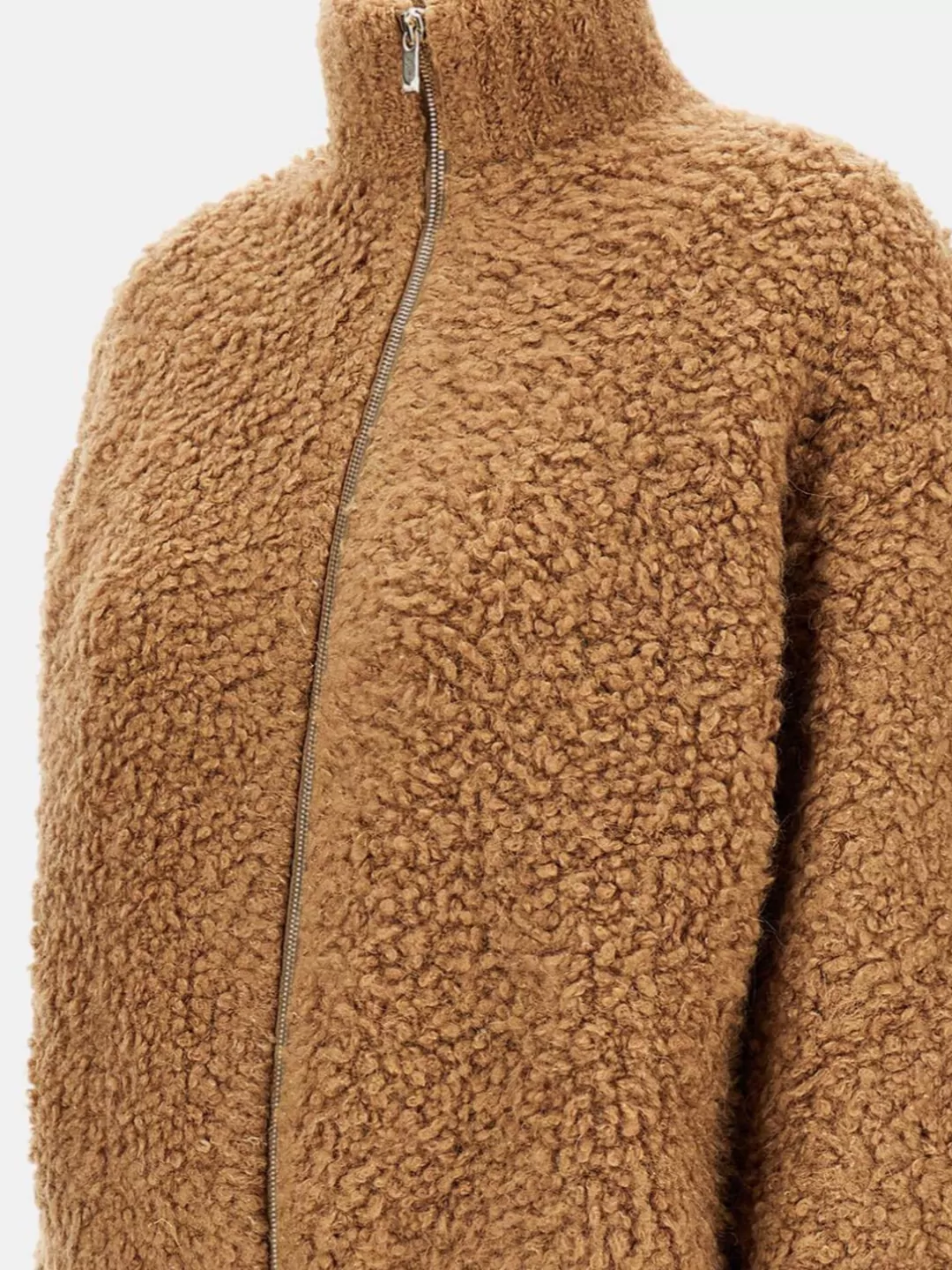 S Max Mara High Collar Alpaca Wool Zip Cardigan