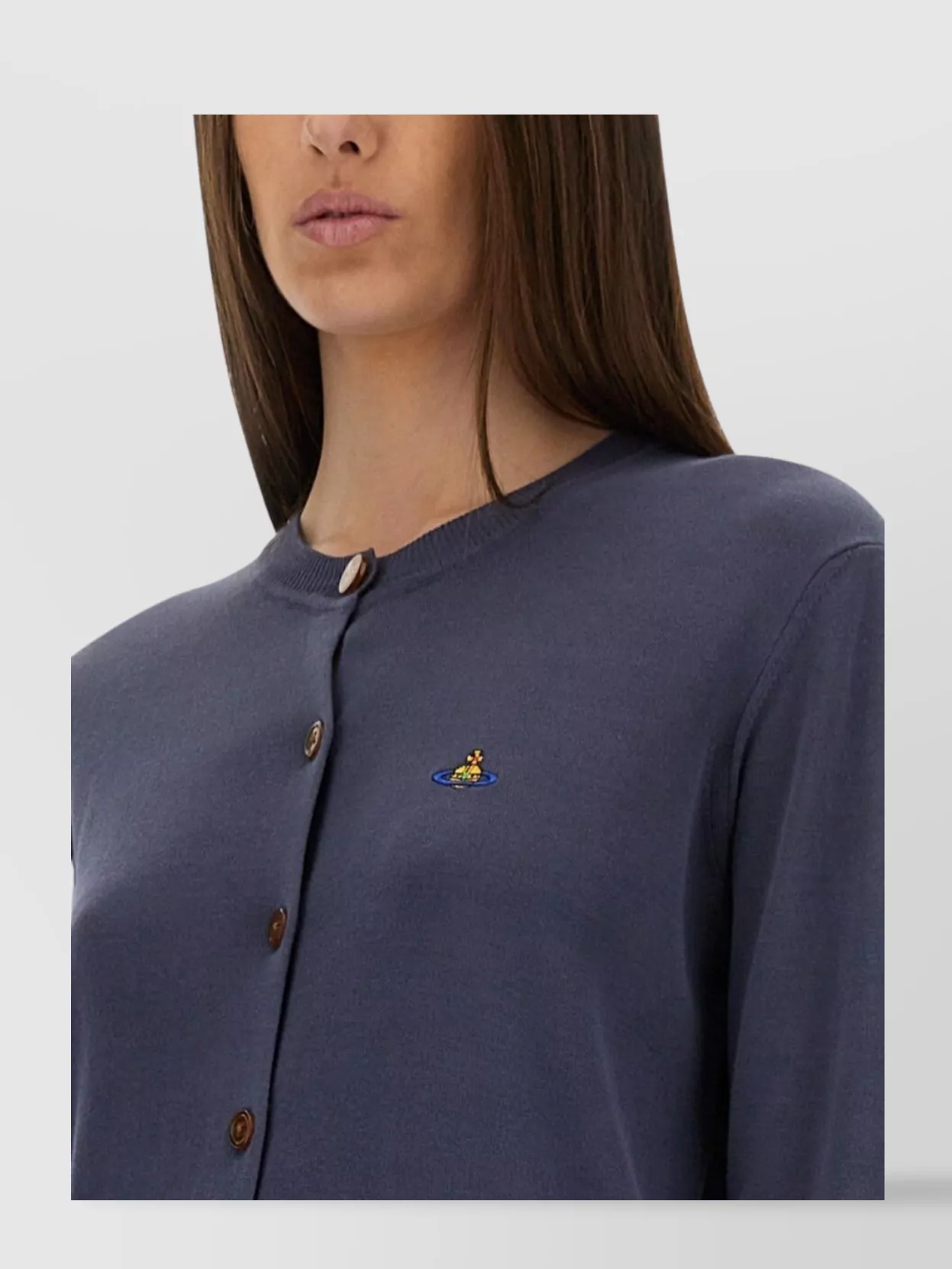 Vivienne Westwood Logo Embroidered Buttoned Cardigan In Blue