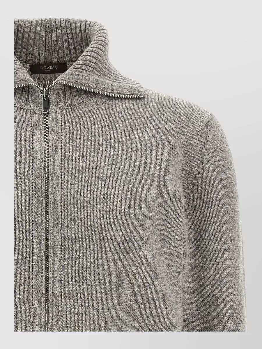 Zanone Virgin Wool High Neck Zip Cardigan