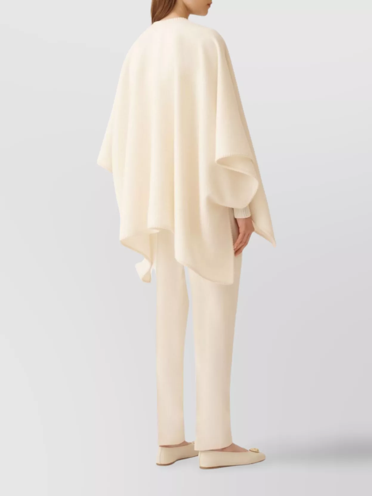 Fabiana Filippi Asymmetrical Design Wool Cape In Neutral