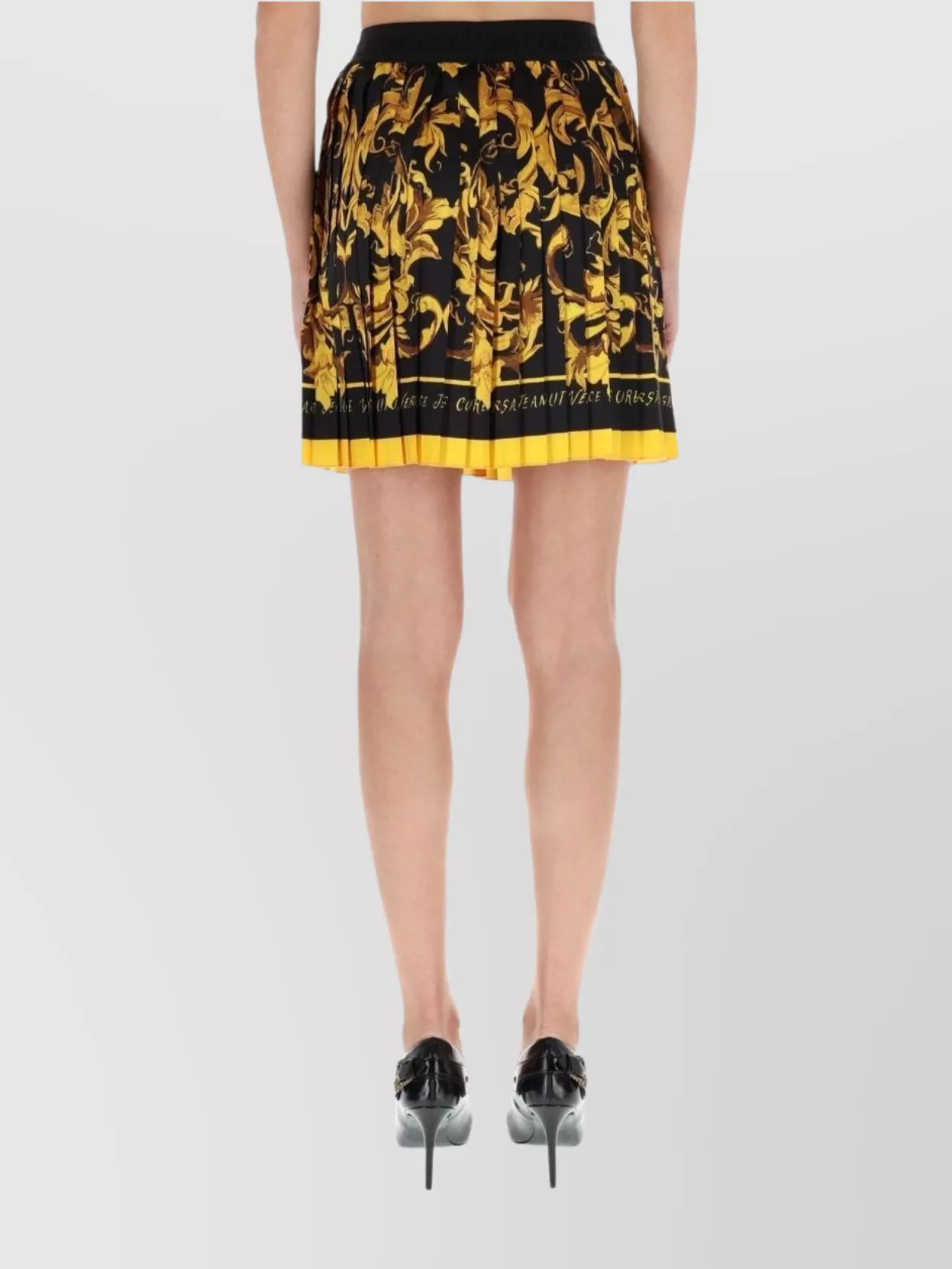Versace Jeans Couture Baroque Print Pleated Skirt With Contrast Hem