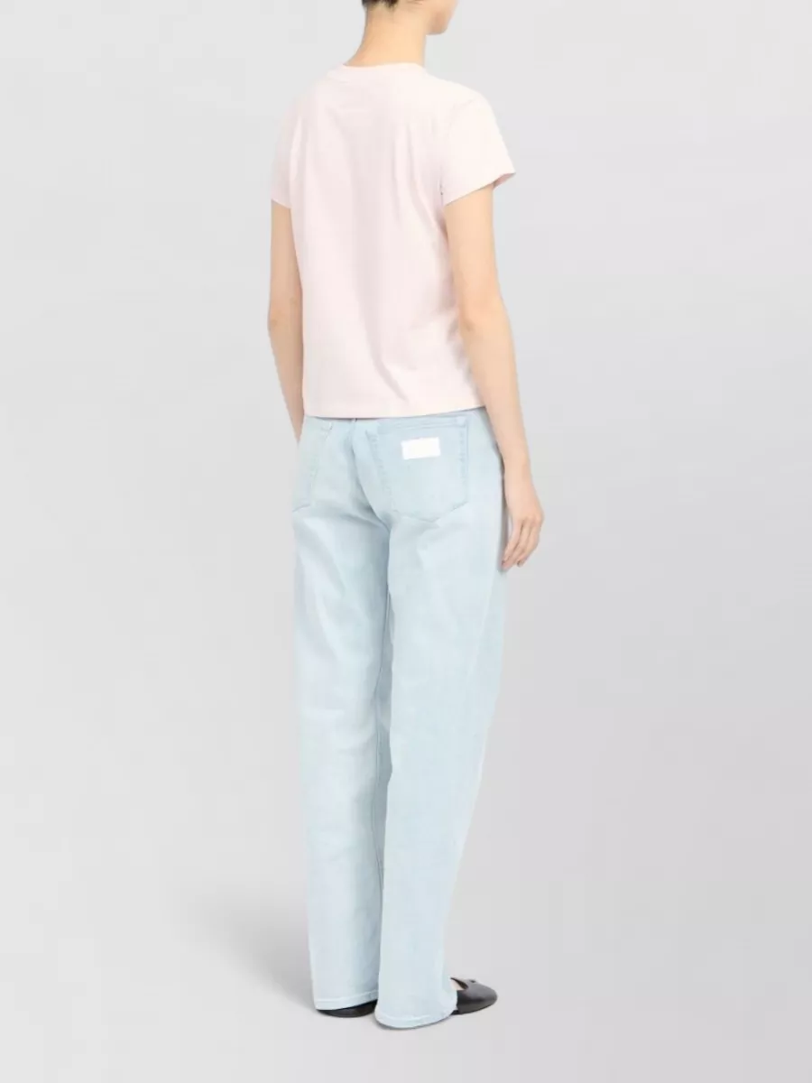 Mm6 Maison Margiela Silk Blend Crew Neck Short Sleeve Top