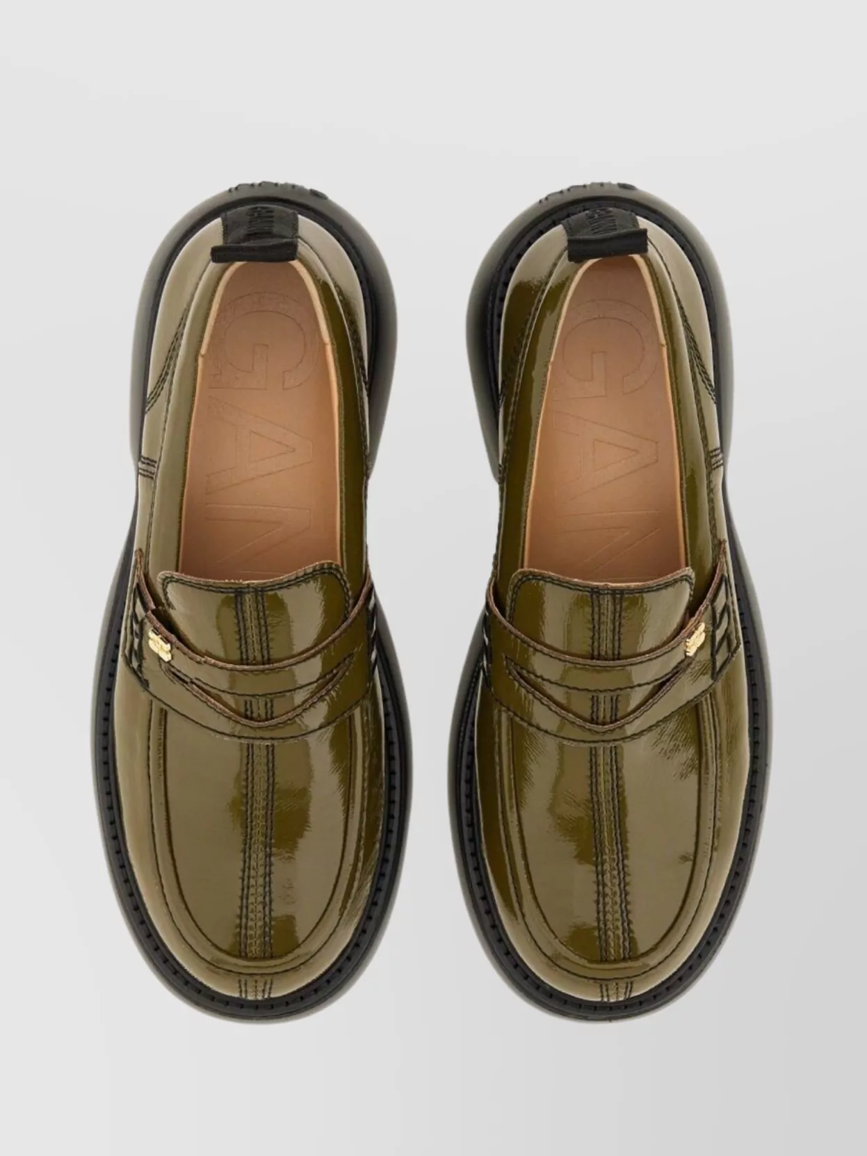 Ganni Logo Loafer Chunky Sole Glossy Finish