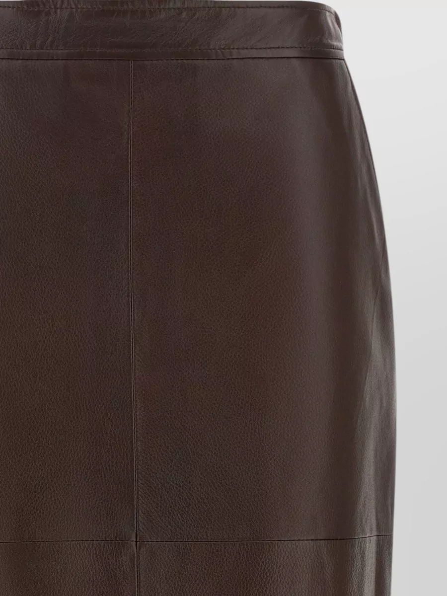 S Max Mara Leather Paneled Knee-Length Pencil Skirt