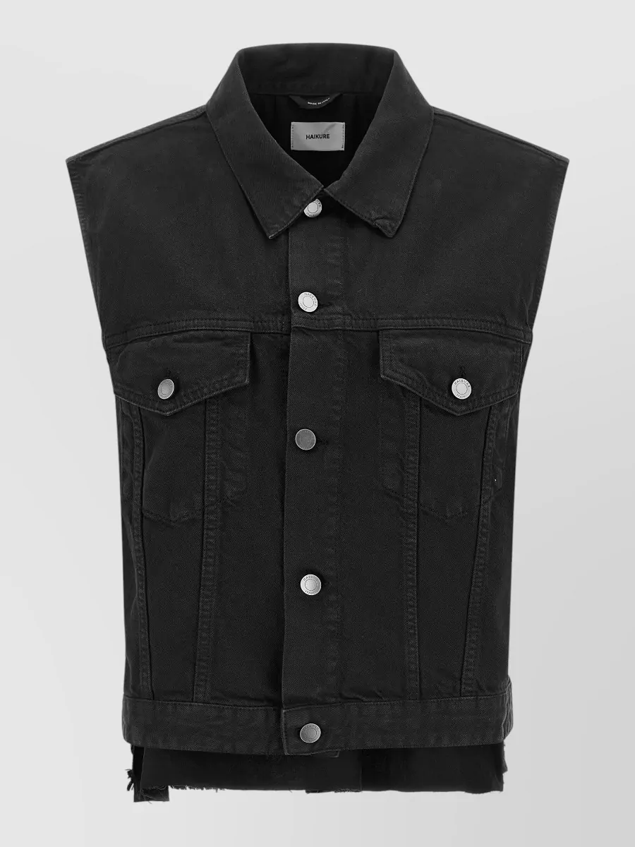 Haikure Cotton denim sleeveless relaxed-fit vest