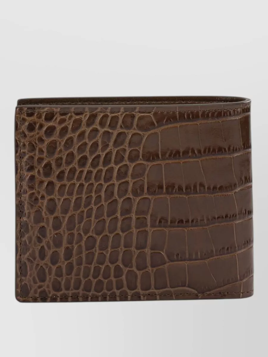 Tom Ford Crocodile Texture Leather Bifold Wallet
