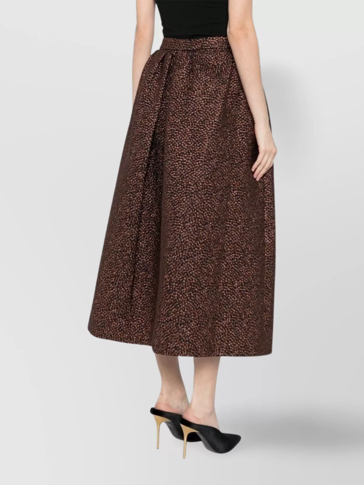 Dries Van Noten Flared High-Waisted Skirt Metallic Sheen
