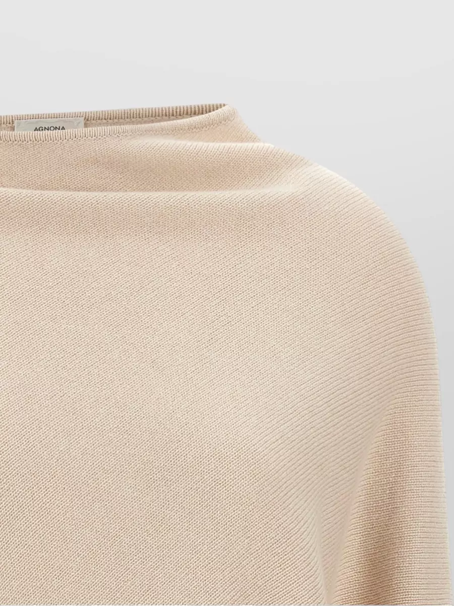 Agnona Cashmere Asymmetric Boat Neck Sweatshirt