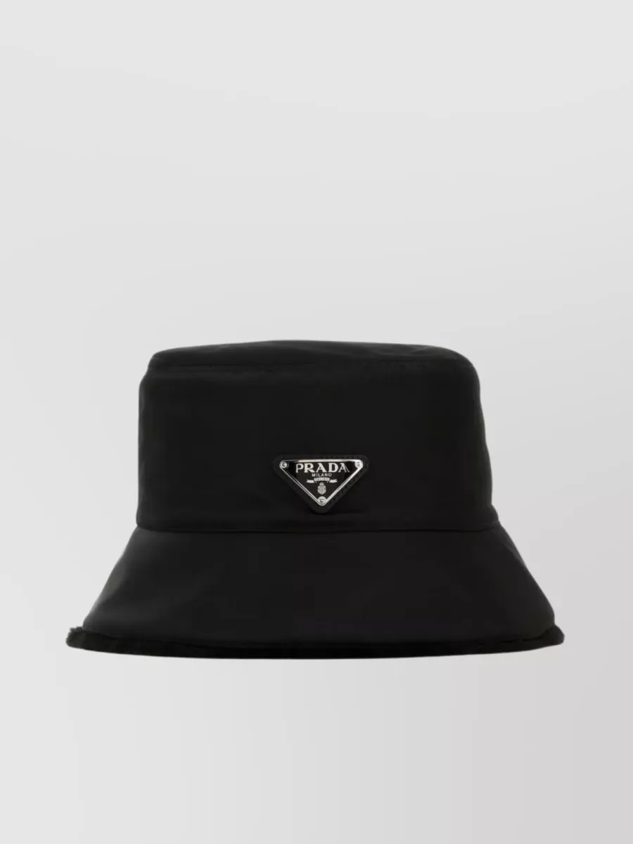 Shop Prada Nylon Wide Brim Hat In Black