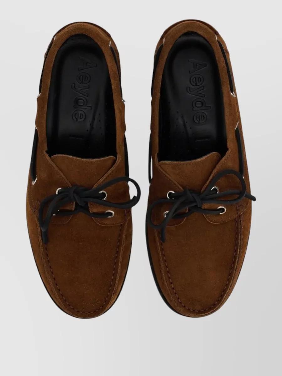 Aeyde Loafers Suede Finish Lace Eyelet Moc Toe