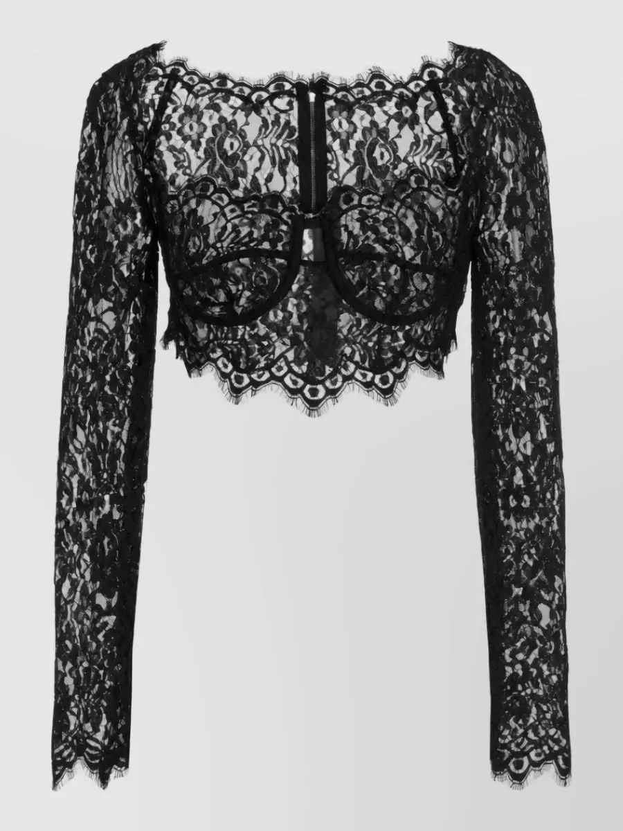Dolce&Gabbana lace cropped long-sleeve corset top