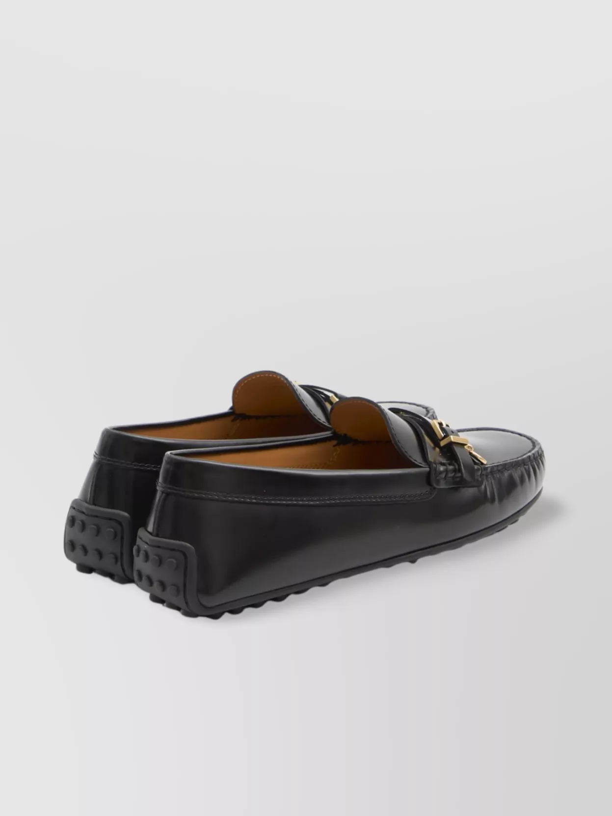 Tod's Urban Brushed Leather Loafers With Decorative Strap In Black