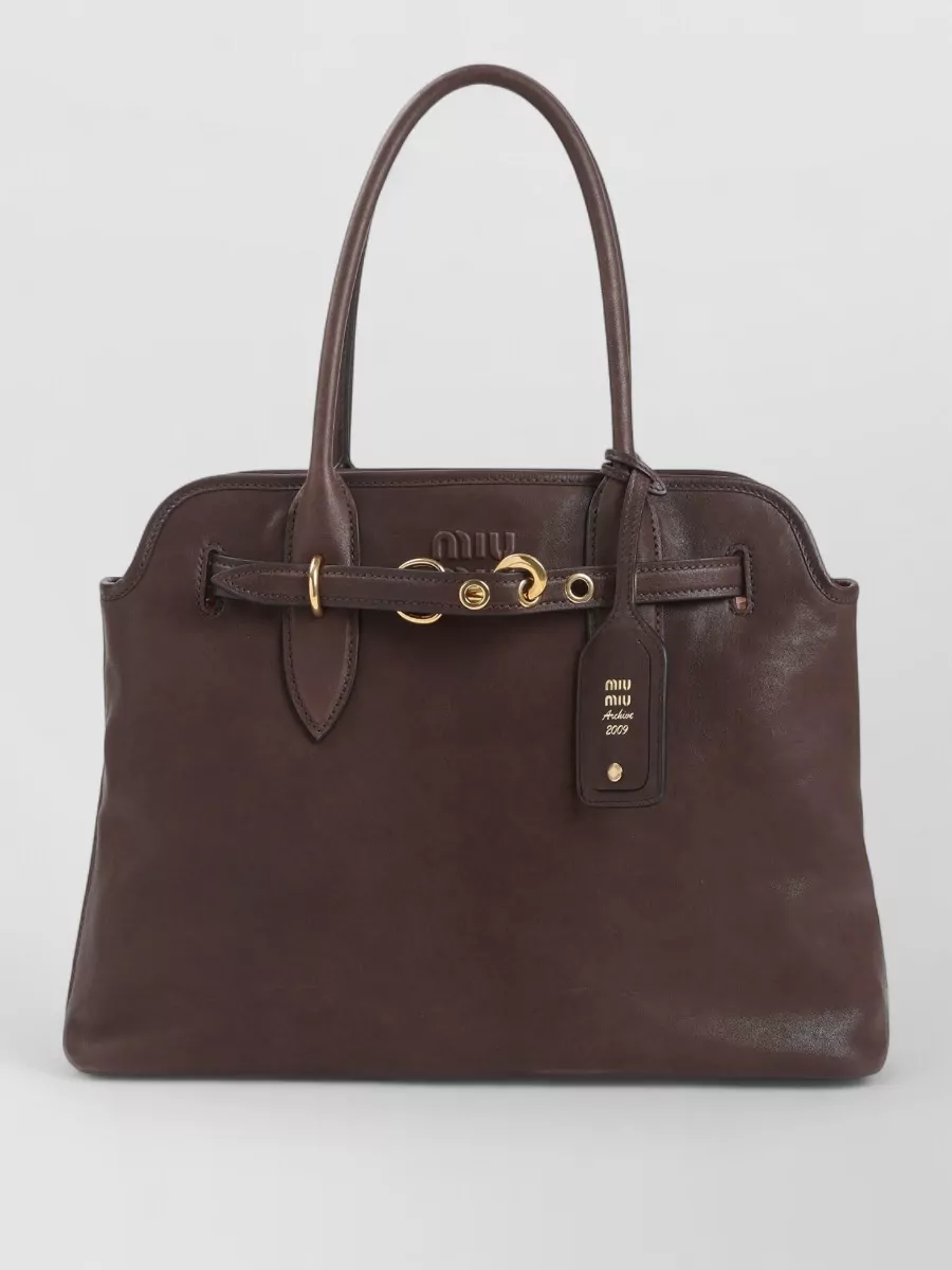 Miu Miu aventure lamb leather tote bag