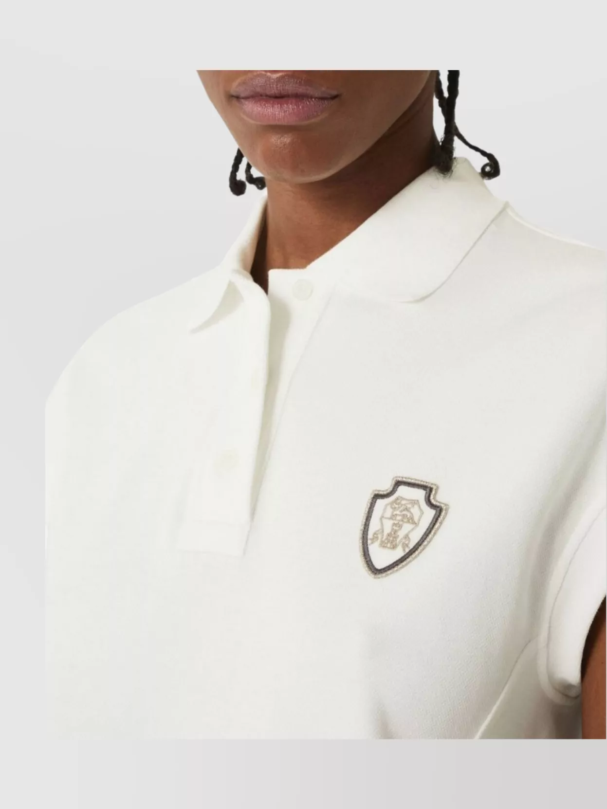 Brunello Cucinelli Polo Top With Cap Sleeves And Straight Hem