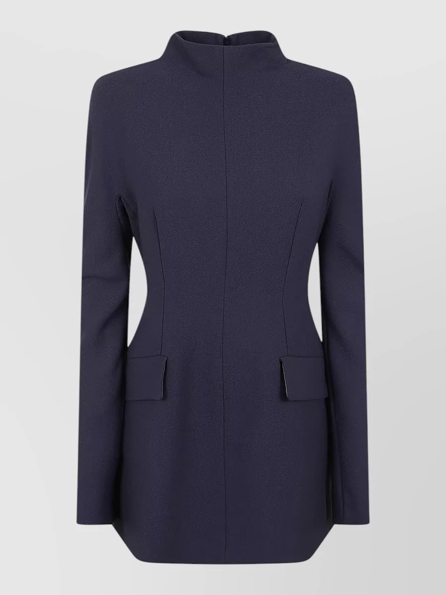 S Max Mara high-neck long-sleeve fitted mini dress
