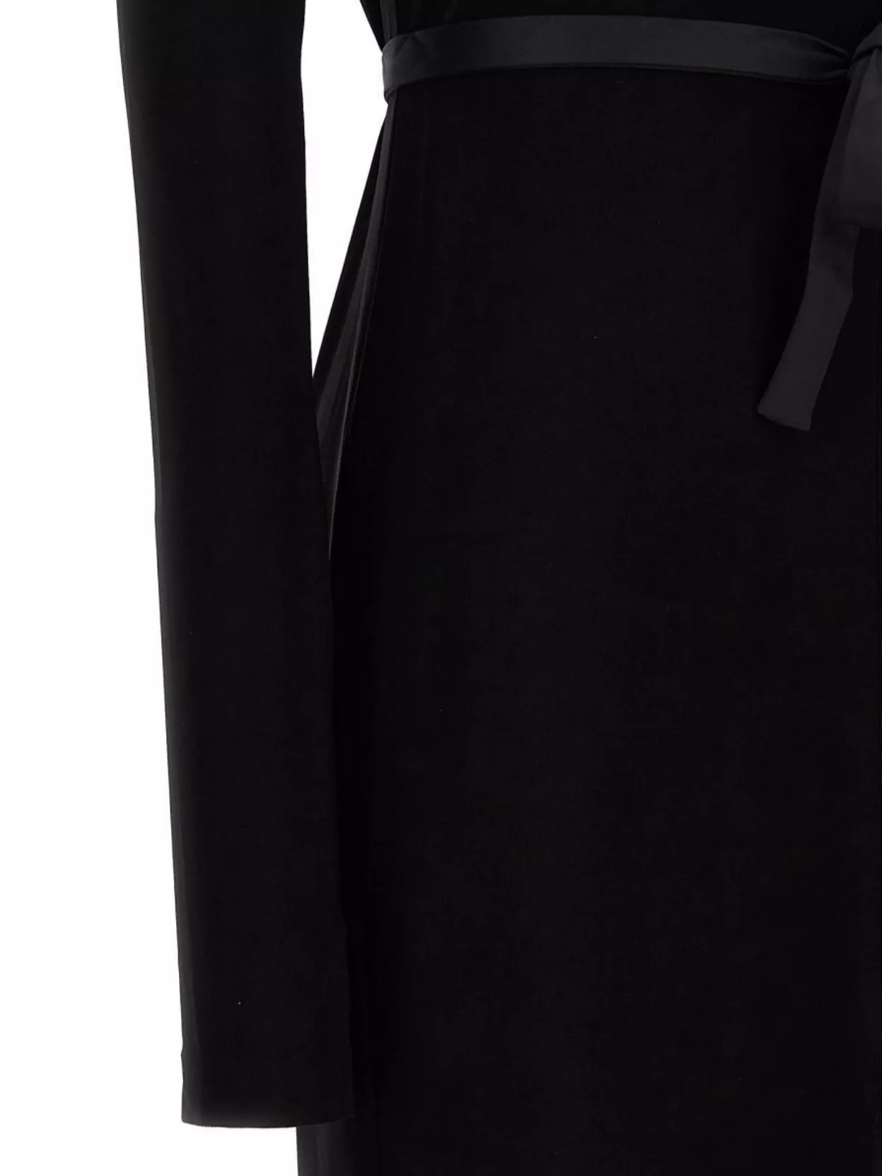 Norma Kamali Waist Belted Slit Sleeve Maxi V-Neck