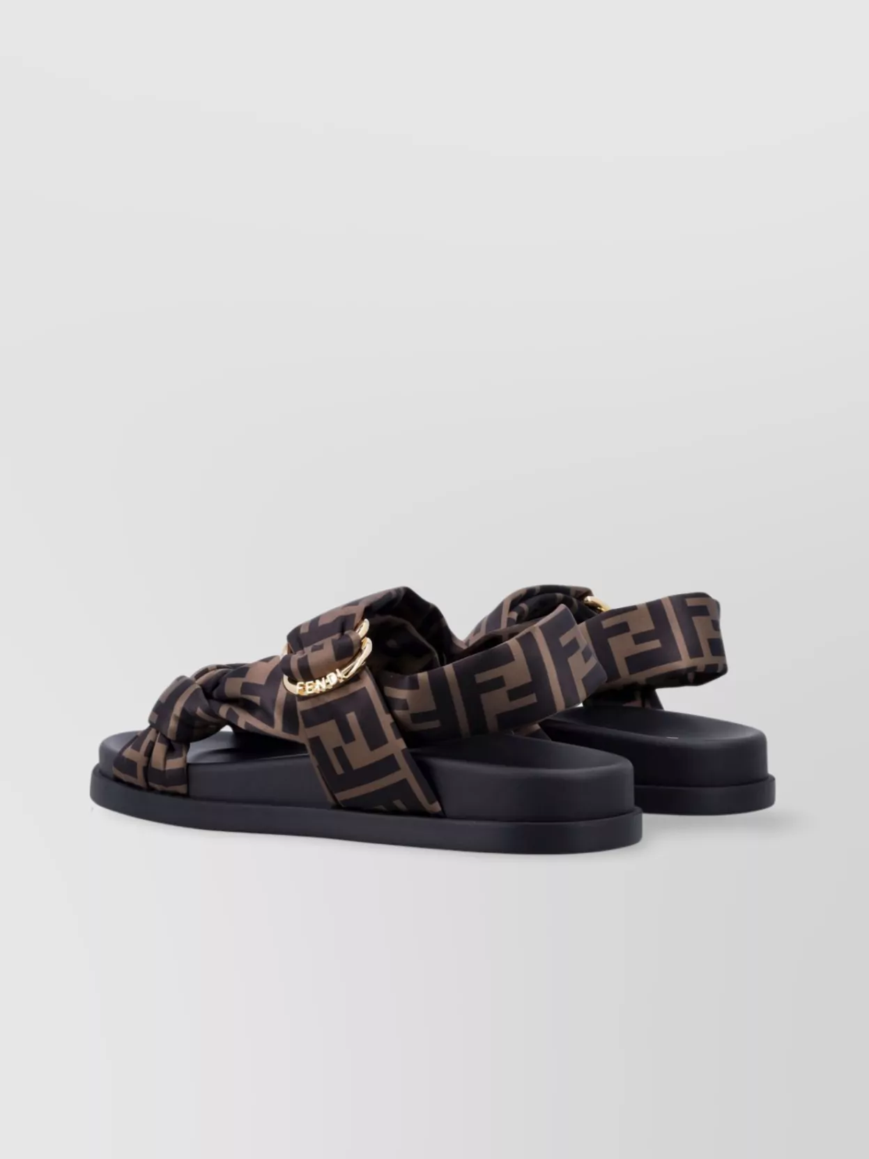 Fendi Satin Ff Buckle Strap Sandals