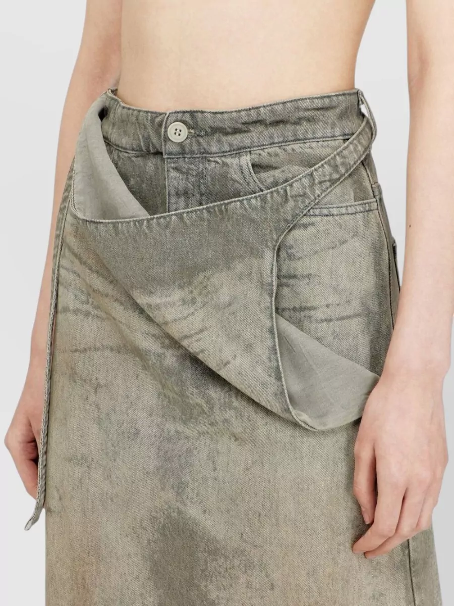 Diesel Denim High-Rise Flared Wrap Midi Skirt