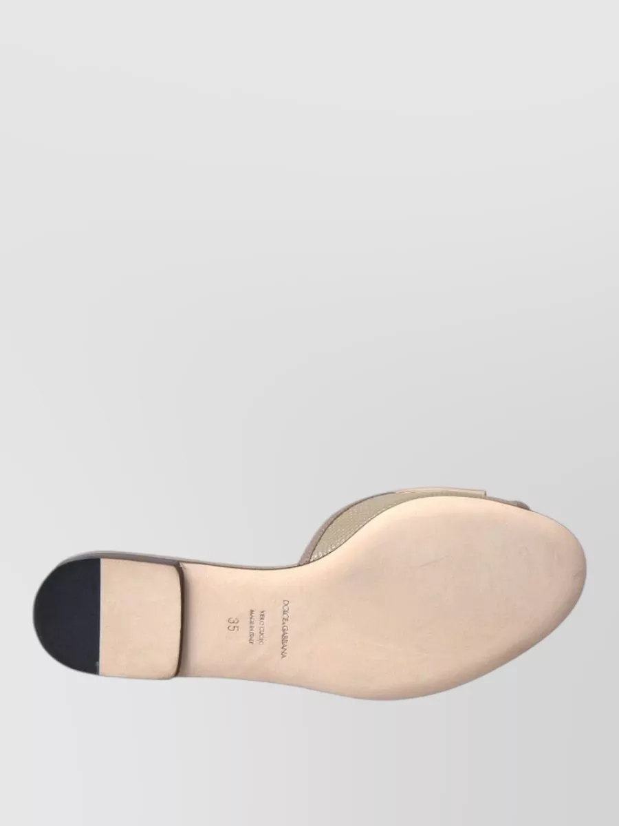 Dolce&Gabbana Leather Pearl Embellished Slides