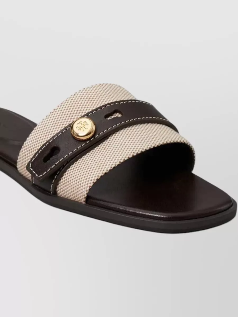 Tory Burch Cotton Leather Slides