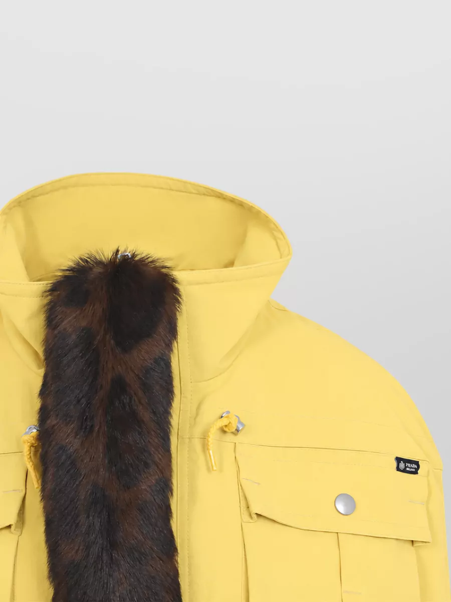 Prada Hooded Cropped Cape Jacket