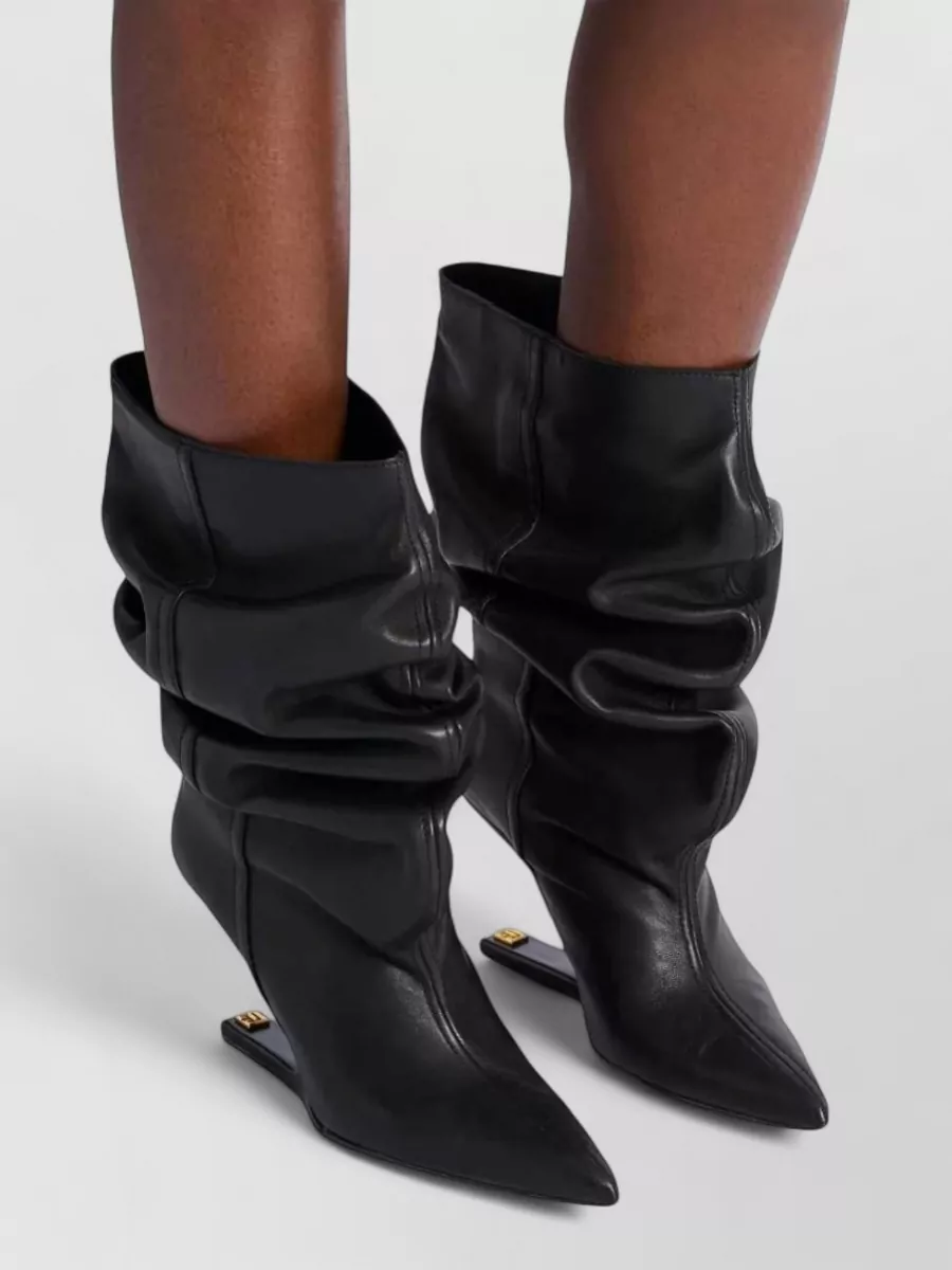 Balmain Leather Pointed-Toe Ankle Boots