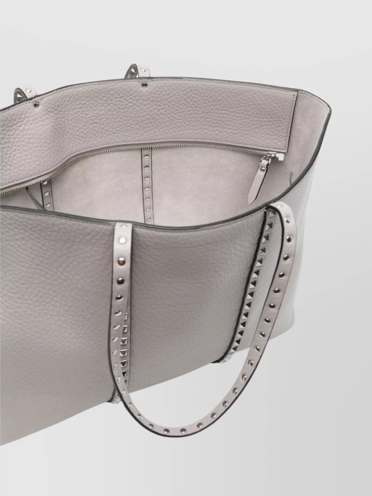 Valentino Garavani Timberwolf Grey Studded Tote Bags