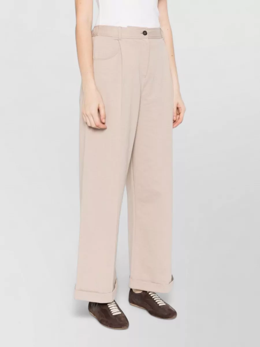 Brunello Cucinelli Cotton Trousers Wide Leg Belt Loops