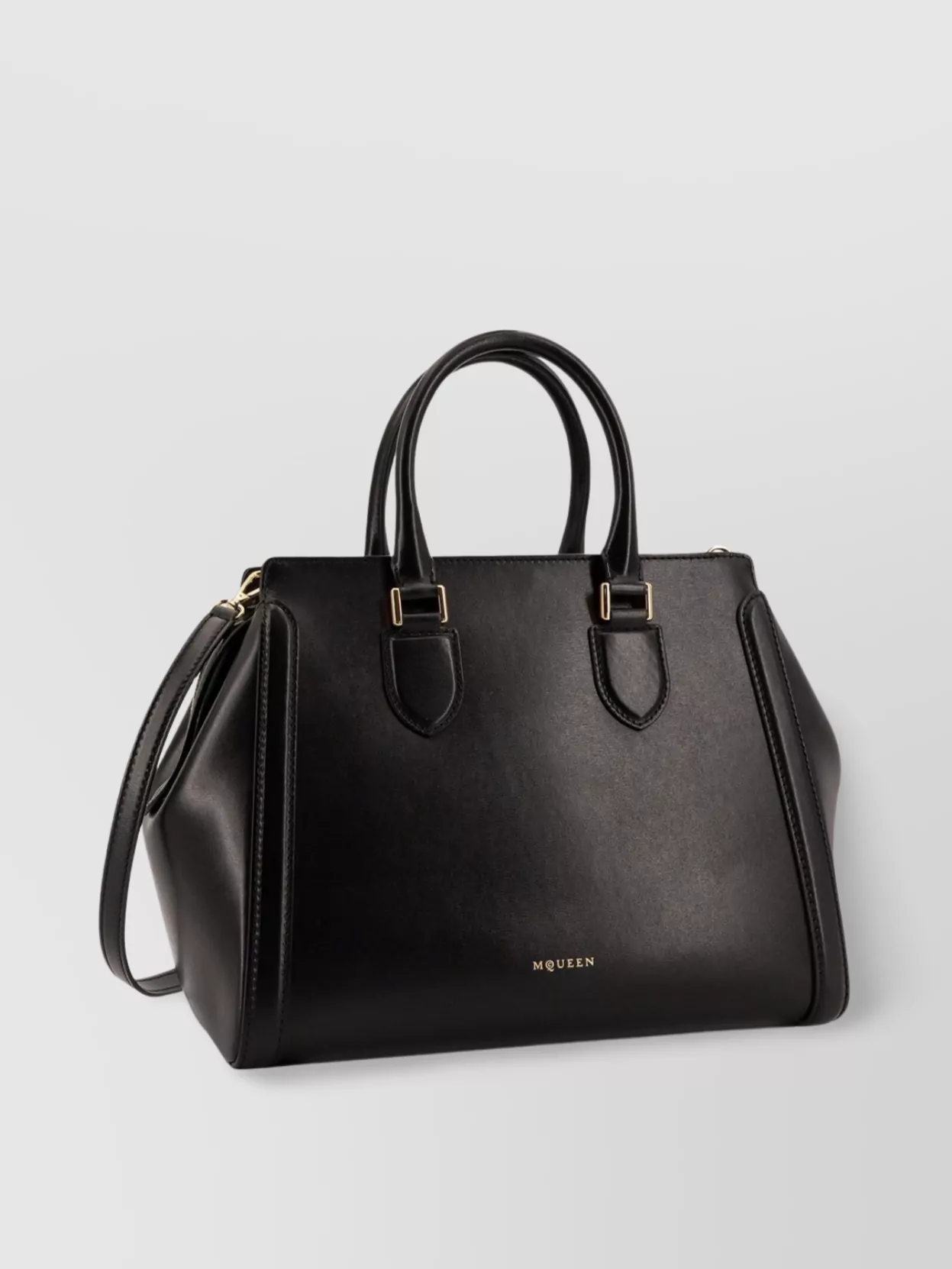 Alexander Mcqueen Large Leather Shoulder Bag With Canvas Lining