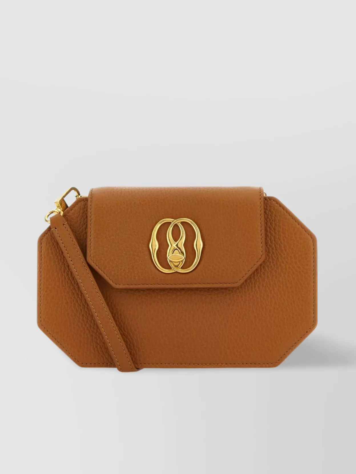 Bally Leather Octagon Emblem Shoulder Bag In Brown