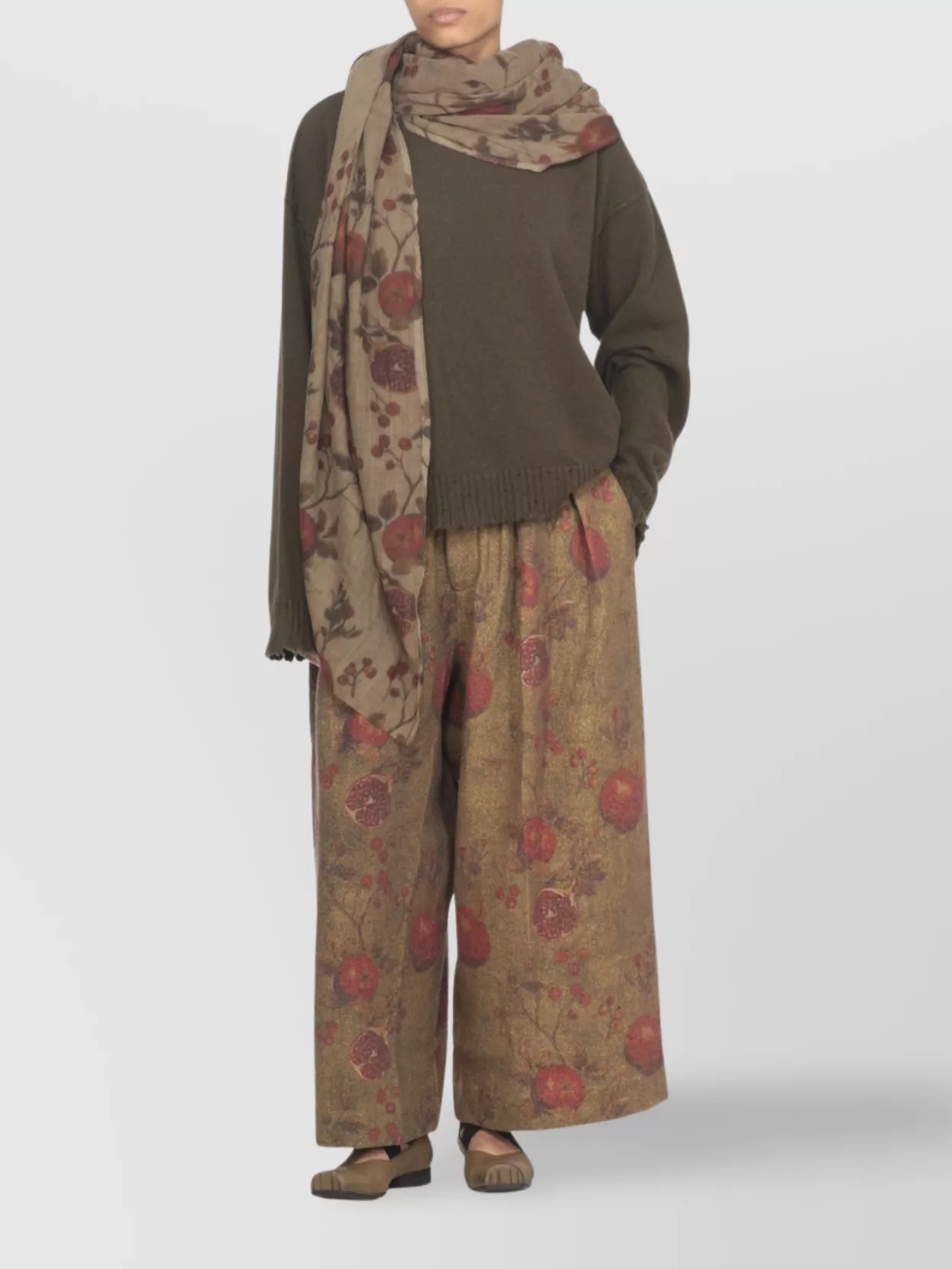Uma Wang Round Neck Cashmere Sweater With Dropped Shoulders
