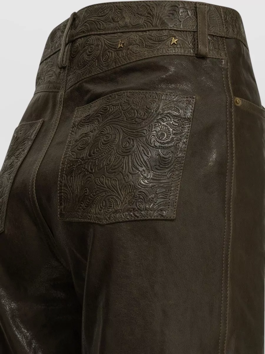 Golden Goose Leather High-Rise Straight-Leg Pants