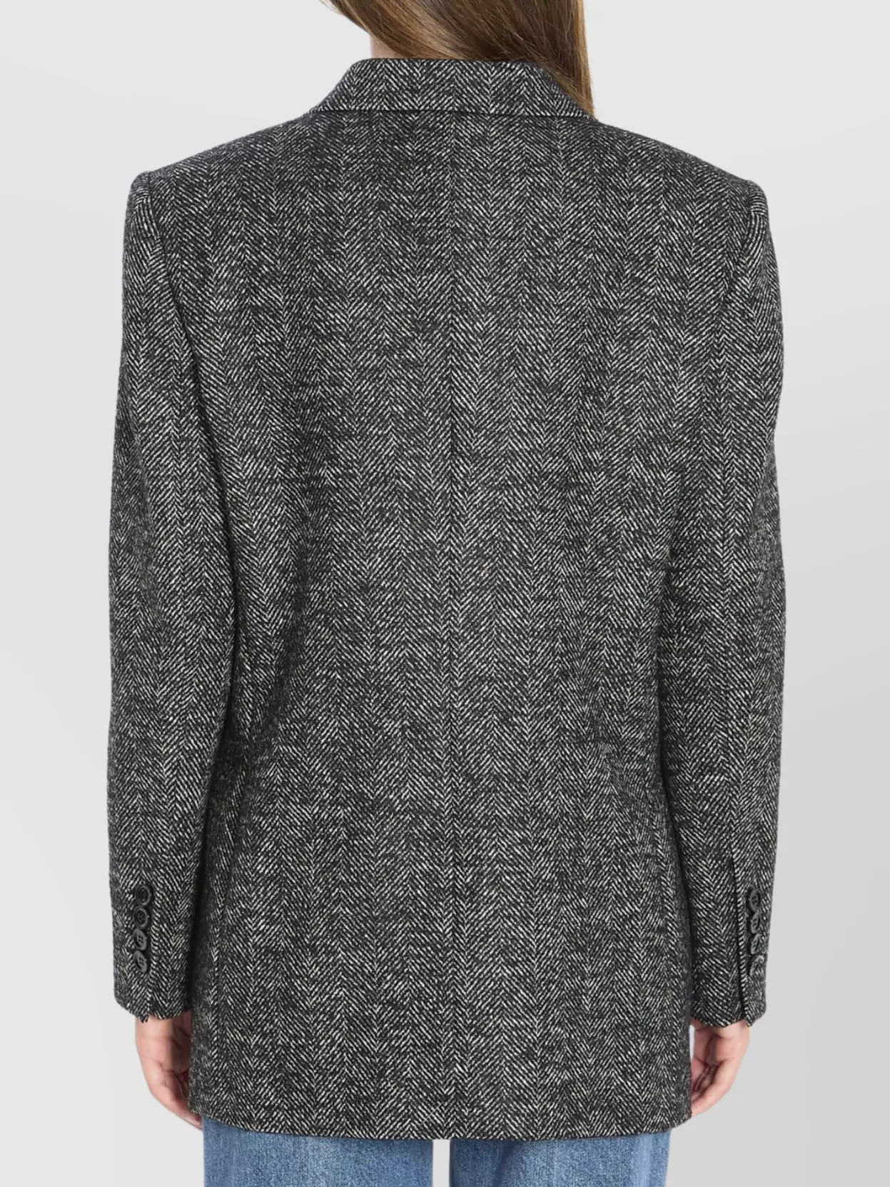 Dolce&Gabbana Chevron Double-Breasted Wool Blend Jacket With Padded Shoulders