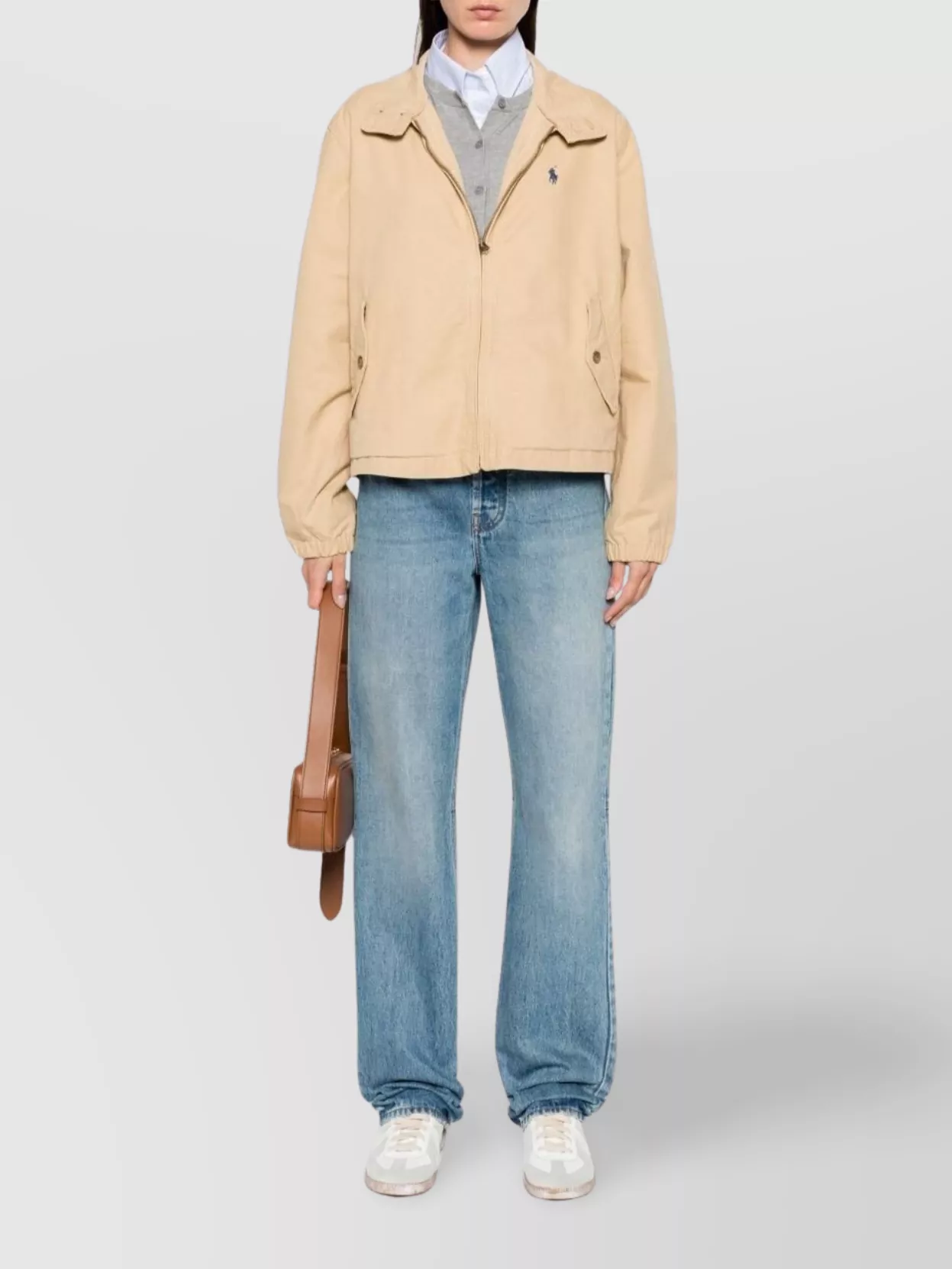 Shop Ralph Lauren Logo Cotton Canvas Jacket With High Neck